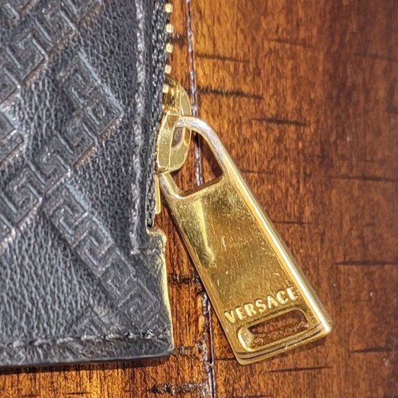 Authentic Versace Black Leather Wristlet Clutch, Gold Hardware 6.5"(L) x 10"(W) - Picture 6 of 14